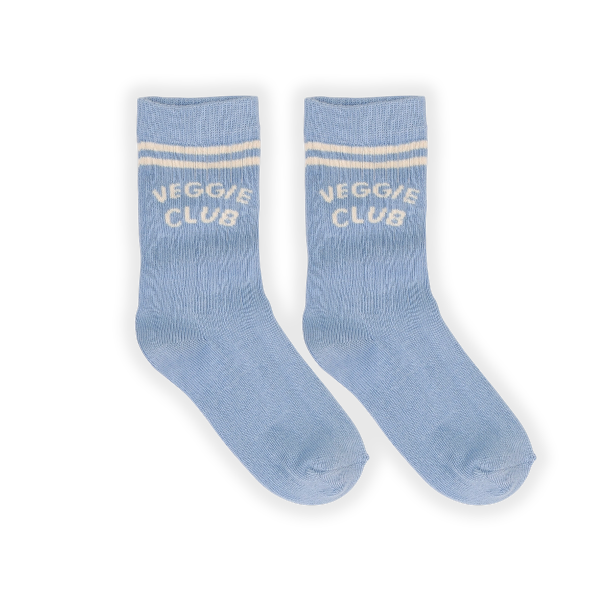 Sproet & Sprout Sport Socks Stripes Breezy Blue tekst: veggie club