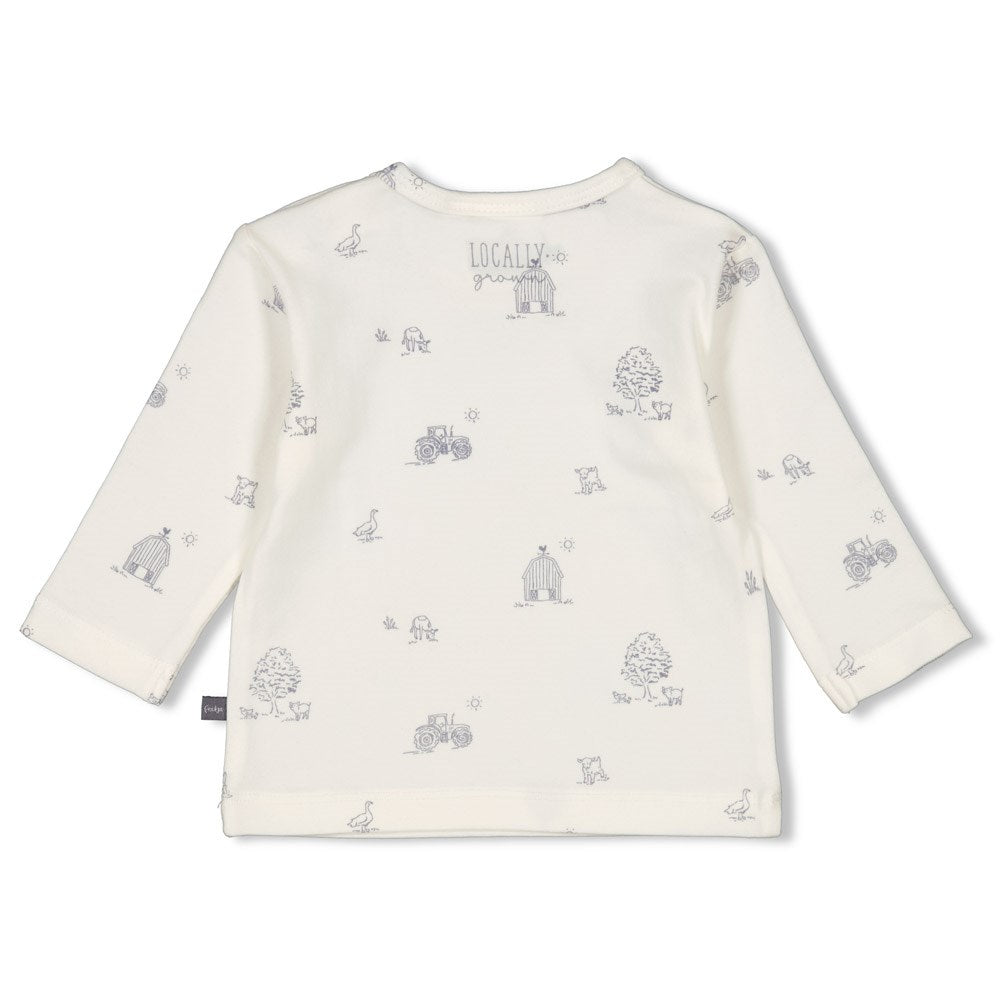 Feetje Longsleeve all over print Farm Life met boerderij thema achterzijde